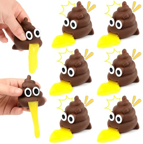 6 Stück Eigelb Stressball, Kackhaufen Stressball Lustig, Vomiting Egg Toy, Eigelb-Ball-Spielzeug zum Erbrechen Squeeze Toys,Spielzeug zum Stressabbau für Erwachsene