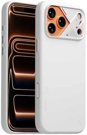 Aulumu A17 Veganes Leder Hülle für iPhone 17 Pro Case für Magsafe mit Kühlrippen und Kamerasteuerung Schutzhülle, CoolHyper Handyhülle Stoßfest Kratzfest Komplett Wrap-Around, Weiß