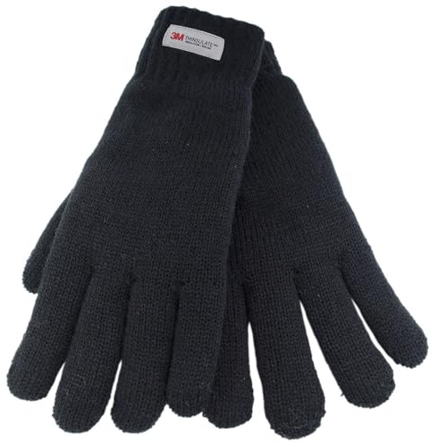 GM Apparel Ladies 3M Thinsulate Gloves | Thermal Knitted Gloves | Extra Warm & Lightweight Outdoor Winter Ski for Women - Black
