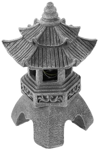 SHINEOFI Lampe Solaire Pagode Résine Sculptée Lanterne Pierre Japonaise Étanche pour Jardin Zen Décoration Extérieure Patio Éclairage Écologique pour Pelouse et Parc