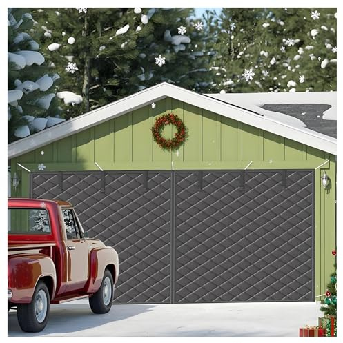Vintergarageportsnät, 2,7 m 3,0 m 3,4 m 4,3 m 4,6 m Garageportsisoleringskit, Vattentät Oxfordtyg Magnetisk Värmeisolerad Garagegardin Friskluftsgardin(Grå,4.6x3.0M/15x10FT)