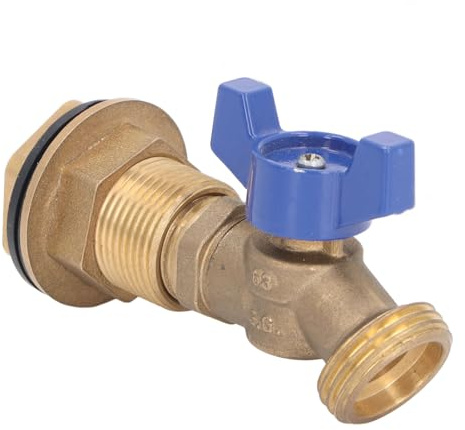 CHICIRIS Valvola a Sfera con Rubinetto a Un Quarto di in Ottone per Serbatoio dell'Acqua per Botte di Pioggia Filettatura Maschio da 1/2 Pollice Femmina 3/4 Pollici, con Raccordo a Paratia e