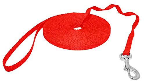 Hunde Design Mini Schleppleine Feldleine Ausbildungsleine Suchleine (45m, Rot)