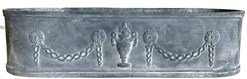L'Héritier Du Temps Jardinière de Balcon ou Fenêtre Balconnière Vasque Longue Bac en Fonte Grise 15x21x60cm