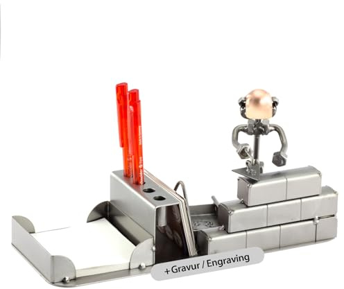 Steelman24 Schraubenmännchen Maurer Büro mit persönlicher Gravur | Made in Germany,Handarbeit,Geschenkidee,Stahlfigur,Metallfigur