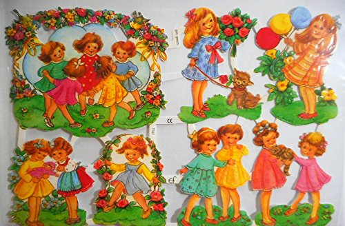Glanzbilder Mädchen spielen Kinder EF 7167 Oblate Posiebilder Scrapbook Deko GWI 510
