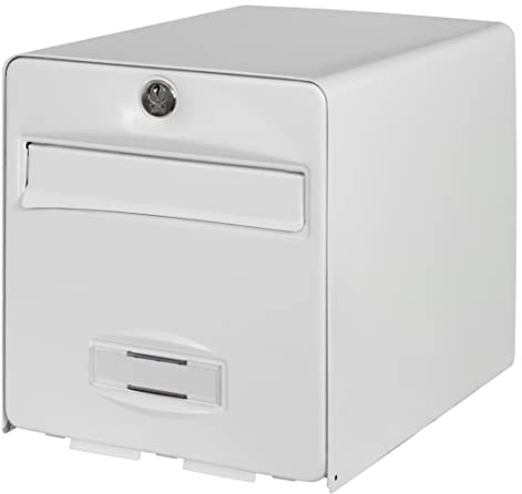 BURG-WÄCHTER Boîte aux Lettres Agréée La Poste, 1 Porte, 508 BL BALthazar, Blanc, en Acier Galvanisé, Avec Porte à Ouverture Totale et Stop-Courrier (Porte bloquée à 120°)