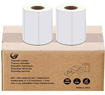 Spedizione LABELS 4 X 2 etichette termiche100mmX50mm 1000 per roll 2 rotoli per trasporto Zebra roll