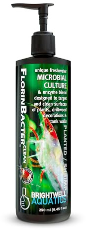 Brightwell Aquatics ShrimpFlorinBacter Clean Copper-Free Enzyme Microbe Formula Reduces Waste Nutrients Loosens Debris in Freshwater Planted Shrimp Tanks, 250 ml
