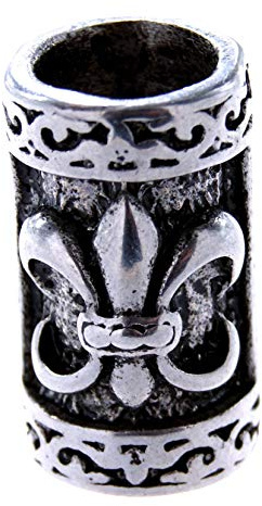 Kiss of Leather Perle de barbe en acier inoxydable Fleur de lys 8 mm de diamètre intérieur