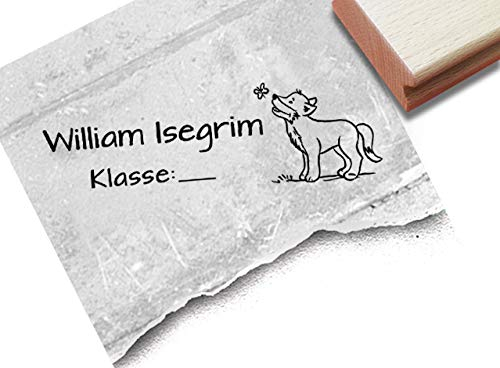 Stempel Individueller Namensstempel Wolf - Stempel personalisiert Name Klasse Tier Schulstempel Geschenk für Kinder Schule Einschulung - zAcheR-fineT