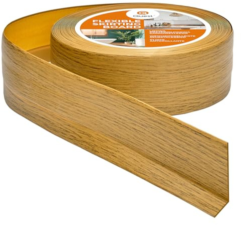 Quest Weichsockelleiste PVC 50x20 mm selbstklebend - Eiche, 10 m | Flexible Knickleiste & Abschlussleiste, für Küche, Bad & Wohnraum, Montage ohne Bohren, schmutzabweisend