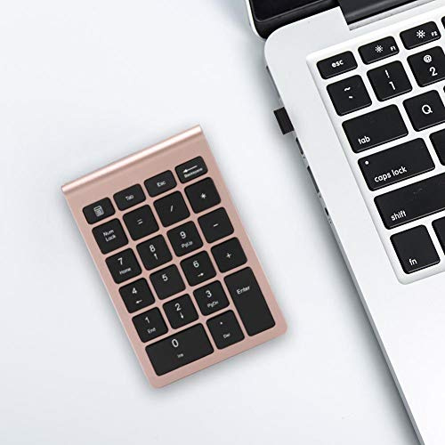 Zunate Pavé Numérique sans Fil, Pavé Numérique à 22 Touches avec Récepteur USB Mini Pavé Numérique Portable 2.4G Clavier Numérique pour la Comptabilité Financière(Or Rose)