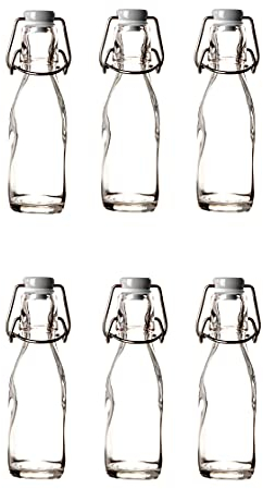 BigDean 6x Glasflaschen mit Bügelverschluss 200ml - Draht-Bügelflasche zum Ansetzen von Eierlikör, Olivenöl, Saft & Sirup - Luftdicht - Made in Germany