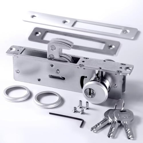 RupXinSplend Cylinder Deadbolt Mortise Lock - Commercial Storefront Door Lock Double Keyed Cylinder 1-1/8 Backset Hook Deadbolt for Storefront Entry Doors