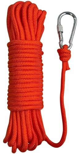 BeGrit Corde flottantes 6mm 5M Cordettes polypropylène Cordages Lignes Ancre D'amarrage Multifonctionnelle Cordages Orange avec Mousquetons pour Kayak Jet Ski et Rafting Amarrage Bateau Camping