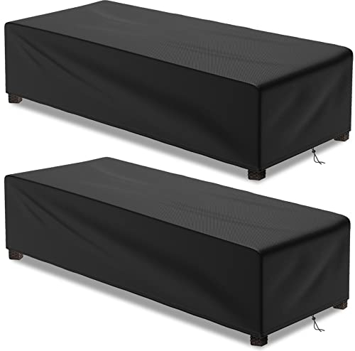 Bonna Lot de 2 Housses de Protection pour Chaise Longue de Jardin - Imperméables, Coupe-Vent, indéchirables, Charge Lourde 500D - en Tissu Oxford - 200 x 68 x 30 cm - Noir