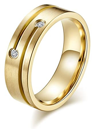 AmDxD Vänskapsringar för män i rostfritt stål, vigselringar bandring med zirkonia för män, guld, Rostfritt stål, Kubisk zirkonia