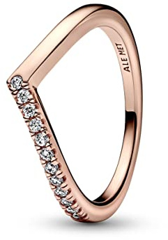 PANDORA Timeless Ring Wunsch, halb funkelnd, 14-karätig Roségold-vergoldet, mit klarem Cubic Zirkonia