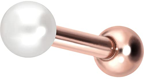 PIERCINGLINE Titan Ohrpiercing mit Innengewinde SYNTHETISCHE PERLE Piercing Ohr Helix Tragus Lobe Farb & Größenauswahl