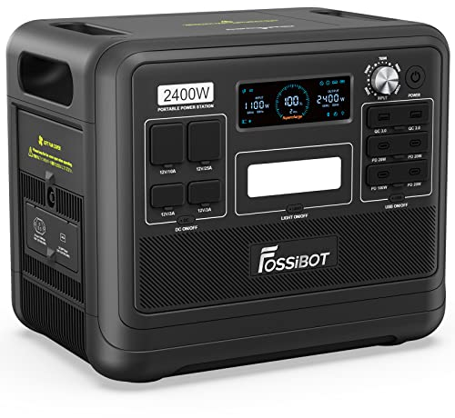 FOSSiBOT Station électrique portable F2400, Generateur Electrique 2048Wh LiFePO4 Batterie de Secours, 3 Sorties CA 2400W(4800W Pic) 230V Recharge, générateur solaire pour Camping, Voyage