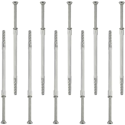 AERZETIX - C67129 - Set di 10 tasselli in plastica Ø10x230mm con flangia smussata + 10 viti Ø7x235mm autofilettanti con testa fresata impronta a stella TX40 - fissaggio mattone cemento