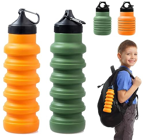 MFCGHXR faltbare trinkflasche Water Bottle Wasserflasche Getränkeflasche faltbarer Becher kollabierbare Silikon-Wasserflaschen 2 Stück faltbare Trinkflasche Silikon, zusammenklappbare Wasserflasche