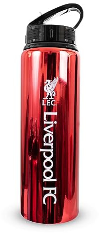 Hy-Pro Officiellt licensierad Liverpool F.C 750 ml aluminium UV-flaska | integrerad hopfällbar strå, neokromfinish, läckagesäker, lätt, BPA-fri