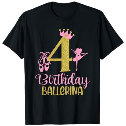 Ballerina-Outfit zum 4. Geburtstag, Tänzerin, Ballett, Schwan, Tutu, Mädchen T-Shirt