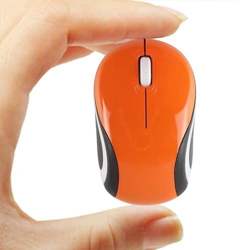 Kabellose Maus Niedliche Mini-Computermaus Kleine Größe Tasche Tragbare Kompakte Reise USB Optische Mäuse 3 Tasten 1000 DPI Kabellose Maus für Laptop PC Computer Notebook Kinder Geschenk (Orange)