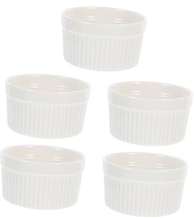 Milisten 5St Auflaufförmchen Schüssel Backschalen Gelee grillschale Reisschale aus Keramik Kleine Schüssel Nachtisch Backschüssel Puddingbecher Suppenschüssel Schimmel Weiß