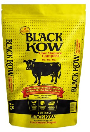 Black Kow Nitrogen Phosphate Composted Cow Manure Fertilizer for Soil, Flowers, Potted Plants, Raised Beds, and Compost Tea, (8 qt)