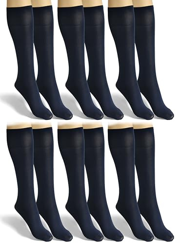 sesto senso 6 Paia Gambaletto Donna Microfibra Opaca 40 den di Calze Lunghe Colorate Setose Blu scuro