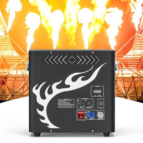 ZonQoonz Flammenwerfer, 300W Triple Head Flammenprojektor mit Impulszünder, DMX Controller, Dj Jet Flame Machine für Konzerte, Partys, Halloween, Weihnachten, Sportevents
