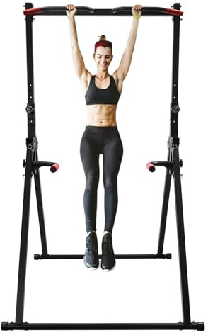 Klappbar Power Tower Kraftturm, Multifunktionale Kraftstation Parallele Stangen Einstellbare Höhe 49-98cm Tragfähigkeit 200kg Klimmzugstange Dip Station für Hause Fitnessstudio