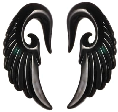 2Pcs Ohr Piercings Harz, Ear Piercing Set Schwarz Engelsflügel Piercing Set