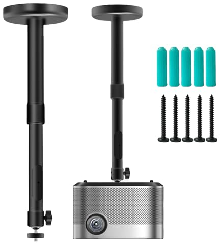 PRITOK Supporto universale per proiettore: soffitto e supporto da parete con 5 viti di espansione, allungabile 23-40 cm, design telaio rinforzato, compatto e stabile, ideale per home theater, ufficio