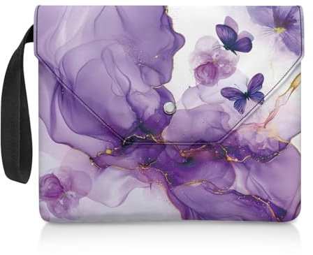 Poceacles Buchhülle mit Schmetterlingsmotiv, strapazierfähig, für Taschenbücher, Bibel, extra Hülle, ideal für Buchliebhaber und Leser, 30 x 24 cm, Violett