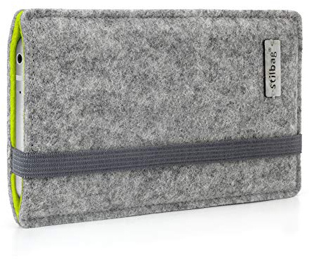 stilbag Handyhülle Finn für Apple iPhone 16 | Farbe: hellgrau/apfelgrün | Smartphone-Tasche aus Filz | Handy Schutzhülle | Handytasche Made in Germany