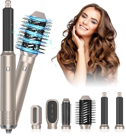 6 In 1 Airstyler Set Neuestes, 1000w Ionischer Rundbürstenföhn Für Schnelles Trocknen, Multifunktionales Haarstyling Geräte Mit Automatischem Lockenstab, Glättungsbürste Und Volumenbürste