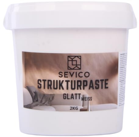 Strukturpaste Weiß 2 kg – Glatt Spachtelmasse für Acrylmalerei, kreative Texturen und einzigartige Oberflächen für Künstler Spachtelmasse SEVICO