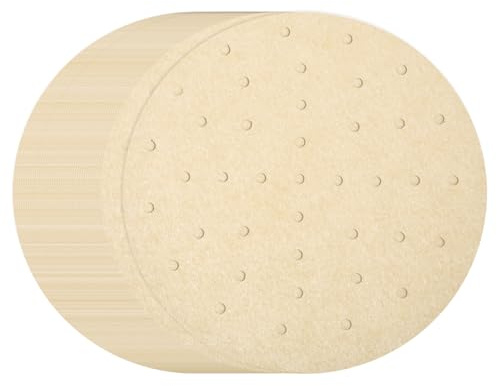 sourcing map 200pcs Air Fryer Liners 10 Inch Round Bamboo Steamer Liners with Holes Non-Stick Perforated Parchment Paper Sheets Disposable Steamer Paper for Air Fryers Steaming Basket, Brown