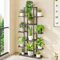 Zstar Soporte para flores de 7 niveles, metal, para interior y exterior, varios pisos, escalera, estantería de esquina, para jardín, balcón, decoración, gris oscuro