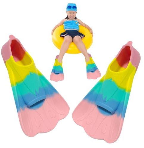 Pinne da nuoto in silicone per bambini - Pinne da allenamento resistenti, pinne da nuoto professionali corte | Pinne da nuoto per razza e immersioni libere per giovani pinne da nuoto