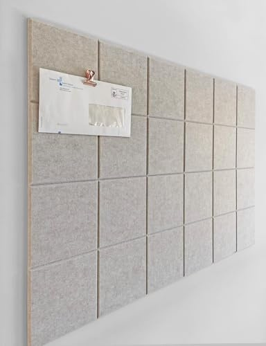 DECORETTA Cork Board 60x90 Alternative - 6 Pack Felt Wall Tiles with Safe Removable Adhesive Tabs, Cork Boards for Walls Notice Board for Home Office Pin Board Tack Board-Ivory