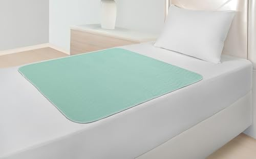 DryOnline Waschbare Inkontinenz Bettunterlage – 85 x 90 cm – Ohne Flügel – Saugstark & rutschfest – Bis 95°C Waschbar – Wasserdicht – Atmungsaktiv – Trocknergeeignet – Mintgrün