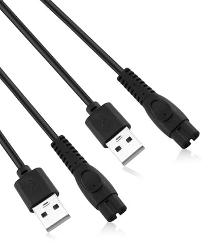 teasteam 2Pcs 5V Cable Fit for Philips One Blade Trimmers Charger Compatible for PQ888 PQ889 X500 X5009 QP2724 QP2734 QP2834 MG5910 MG7910 MG9510 MG9520 Electric Shaver with Cleaning Brush, 1M