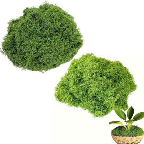 RNXSIB 200g Kunstmoos zum Basteln, Moos, moos deko, kunstmoos, Ostern für Wand Krippe Aquarium Modellbau, perfekt für natürliche DIY-Deko(100g Dunkelgrün + 100g Hellgrün).