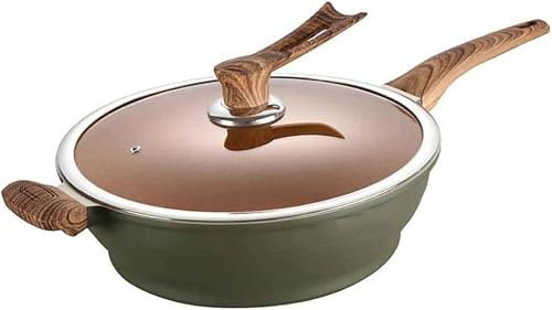 Induction Cooker Wok Frying Pan - Non-Stick Cooking Pot Lid Kitchen Utensils for Gas Stovetops, Ideal for Stir-Frying and Searing