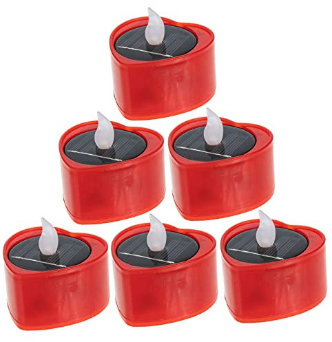 ibasenice 6pcs Solar Tea Lights Outdoor Waterproof Led Flameless Candle Lamps Red Warm White Flickering Tea Light Candles for Garden Patio Decoration